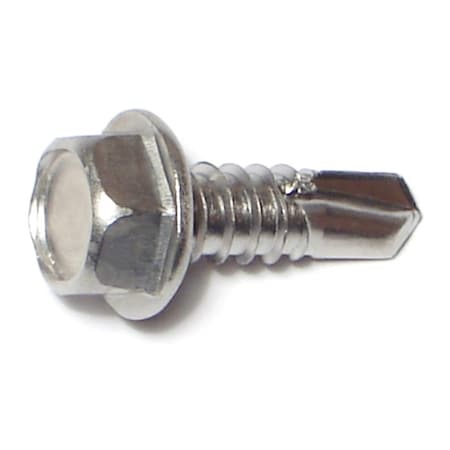 Self-Drilling Screw, #14 X 3/4 In, Stainless Steel Hex Head Hex Drive, 15 PK